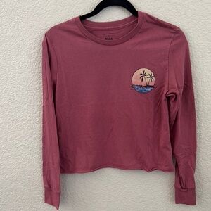 Billabong Pink Long Sleeve Crop Hoodie